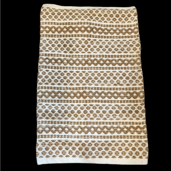 NWOT Mohawk Home Boho Geometric Cotton Jute Woven Rug 16”x24” White/Camel - Picture 1 of 6